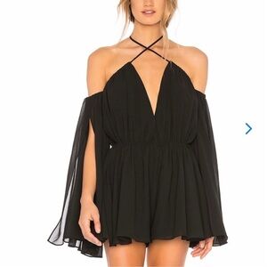 Michael Castello X Revolve Black Mishka Off Shoulder Romper